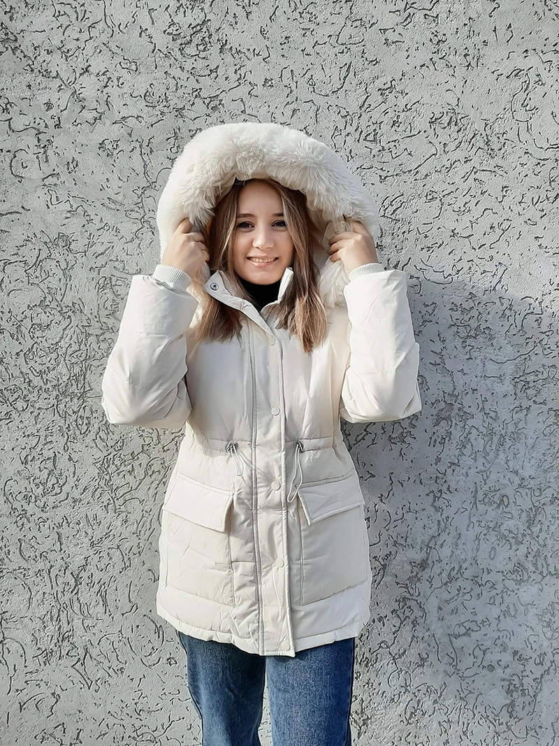 Miniature : Women's Parka Jacket with fur collar.