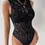 Thumbnail: Raffinéa Baroque Print Mock Neck Bodysuit Without Lingerie Set