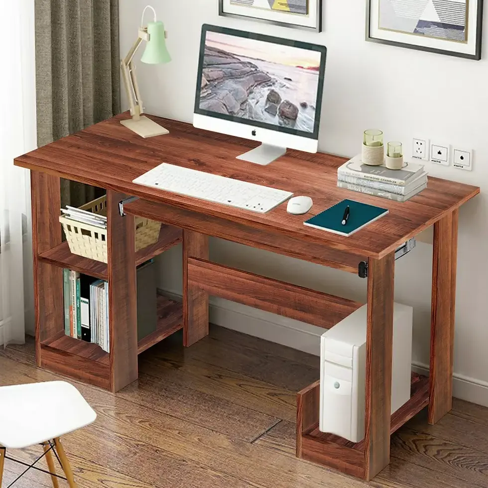 Thumbnail: Premium Wooden Computer Desk with Storage Shelves – Durable & Stylish Workstation for Home & Office