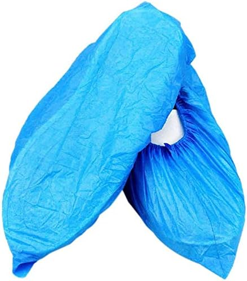 Thumbnail: 100X PREMIUM BLUE DISPOSABLE SHOE COVERS over SHOE COVERS for CLEANING over SHOE