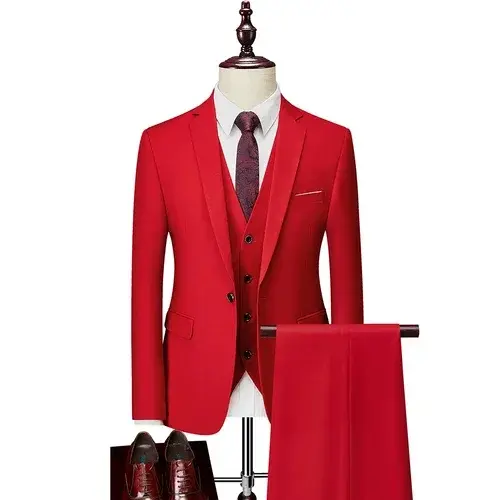 Thumbnail: Men Business Blazers Jacket Vest Trousers High End Wedding Party Groom Suit 3 Pi