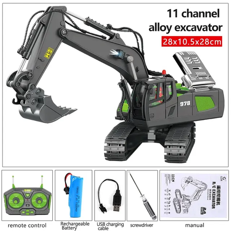 Miniatura: 11 Channels Excavator 9 Channels Dump Truck 2.4G 1:20 Remote Control Alloy Plast