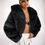 Miniatura: Luxurious Black Faux Fur Coat with Hood - Ultimate Winter Fashion Statement