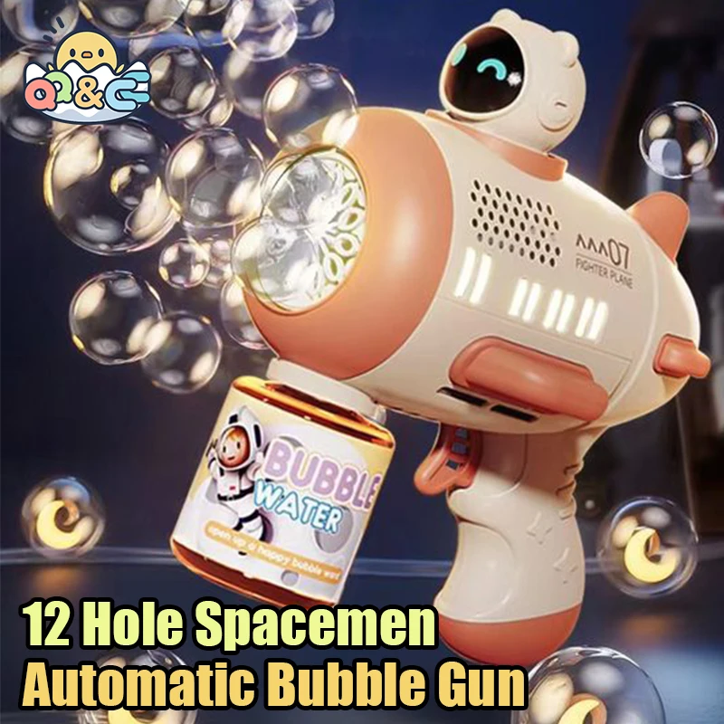 Miniatura: Bubble Machine Rocket Fully Automatic 12 Holes Shape Spaceman Blower with Light