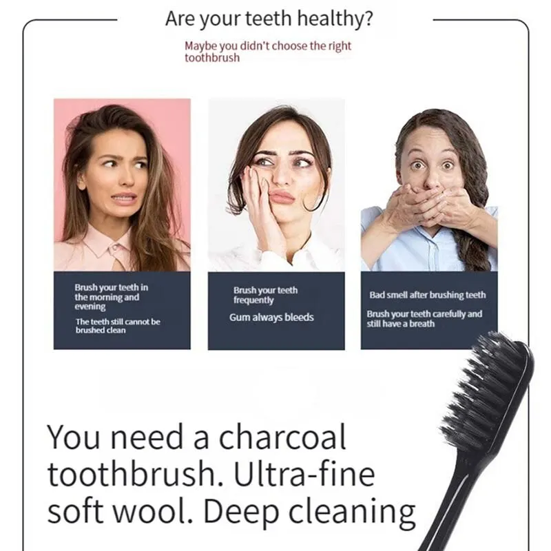 Thumbnail: 8 PCS Fine Bristle Bamboo Toothbrush