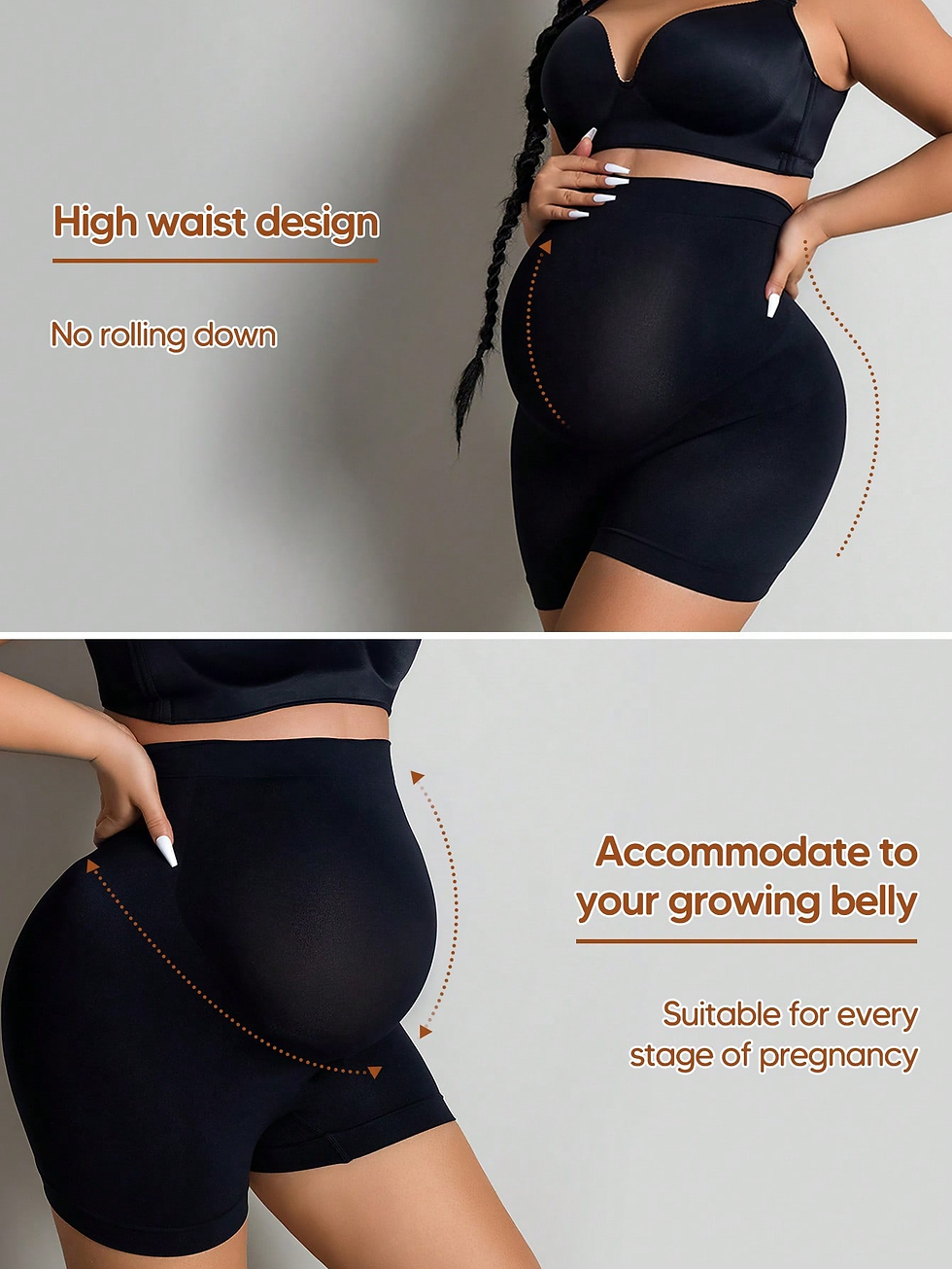 Thumbnail: Maternity Seamless Belly Support Shorts High Waisted with Expandable Belly Panel