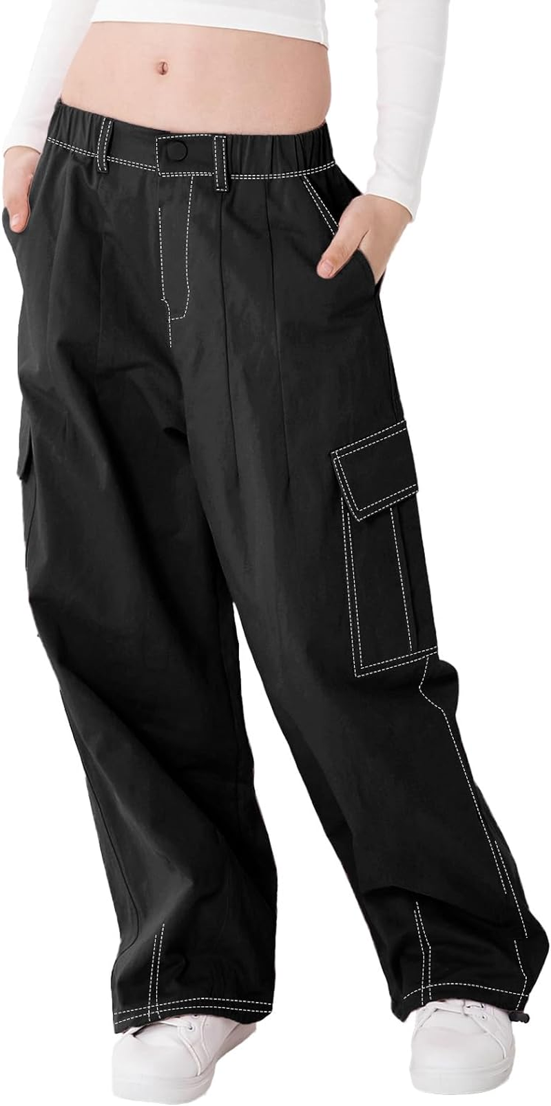 Miniatura: Girls Cargo Trousers with Elasticated Waist.