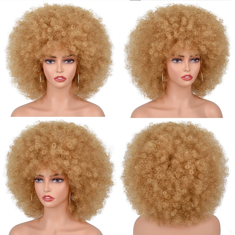 Miniatura: Short Synthetic Afro Wigs for Black Women African Black Pink Fluffy Soft Cosplay