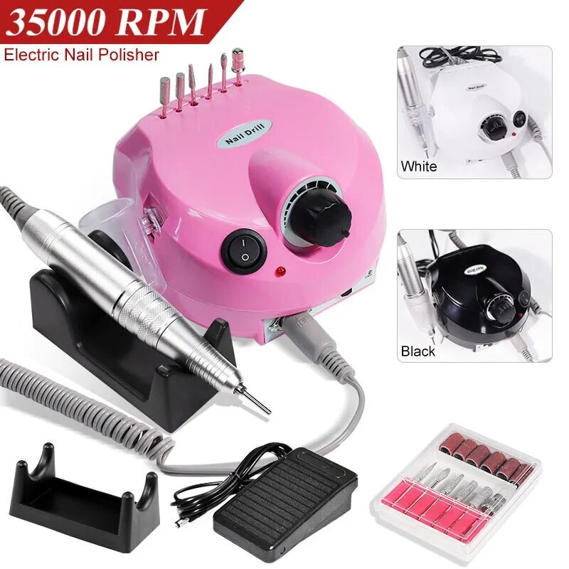 Thumbnail: 35000RPM Electric Nail Drill Machine Manicure Pedicure Professional Nail Lathe L