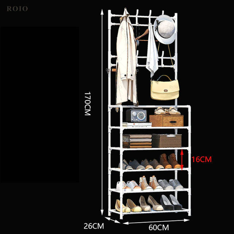 Thumbnail: Multi-Ayer Shoe Rack DIY Clothes Hanger Coat Rack Storage Clothing Drying Rack