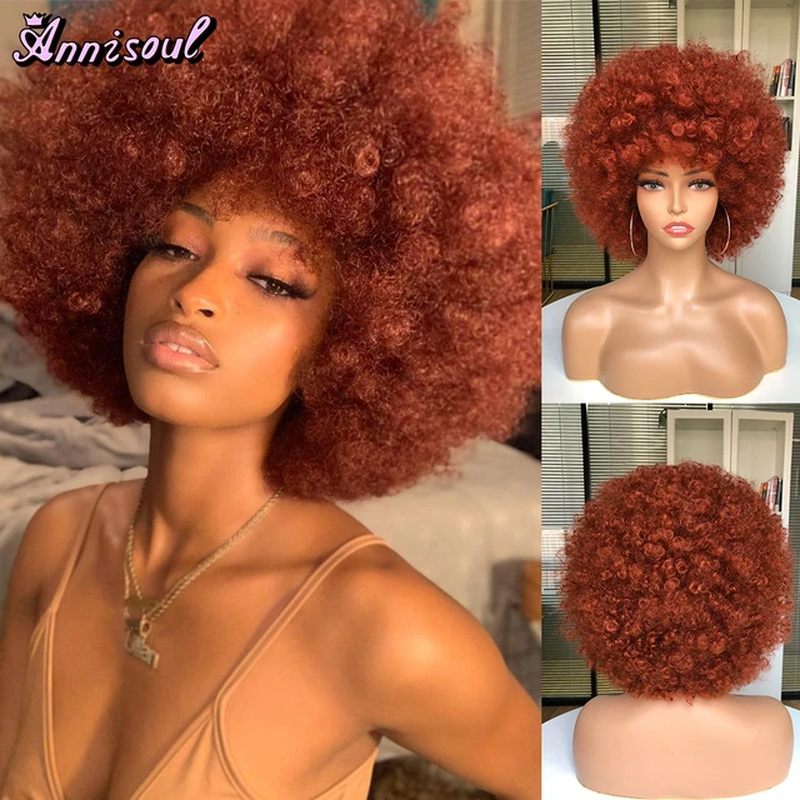 Miniatura: Short Synthetic Afro Wigs for Black Women African Black Pink Fluffy Soft Cosplay