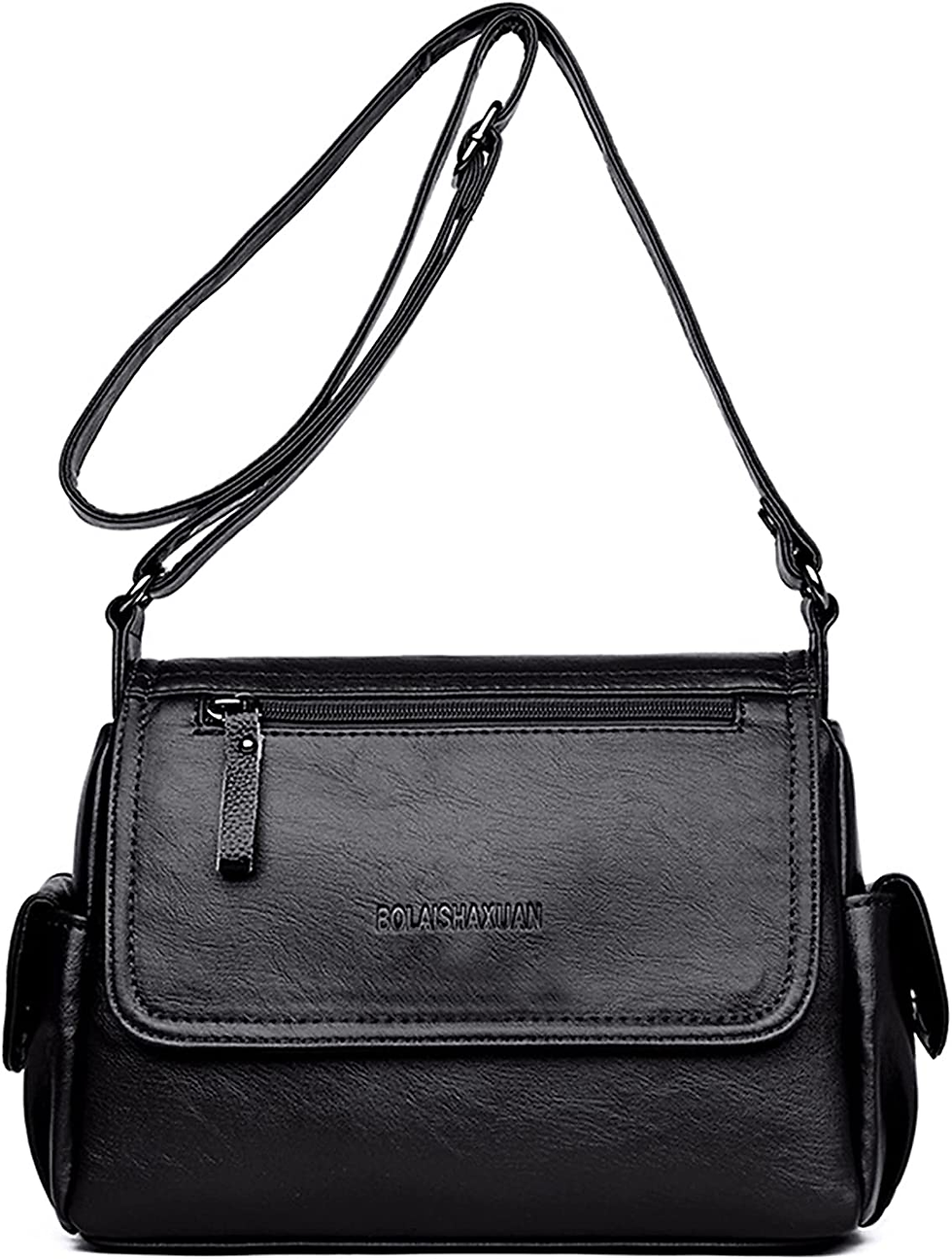 Miniature : Ladies Soft Crossbody Bags Multi-Pocket Leather Lightweight Shoulder Handbags fo