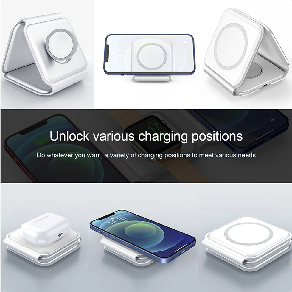 Thumbnail: 100W 3 in 1 Wireless Charger Pad Stand Magnetic Fast Charging Dock Station for I