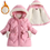 Miniature : 2-8 Years Warm Winter Girls Jacket Fur Collar Removable Hat Plush Lining Heavy H