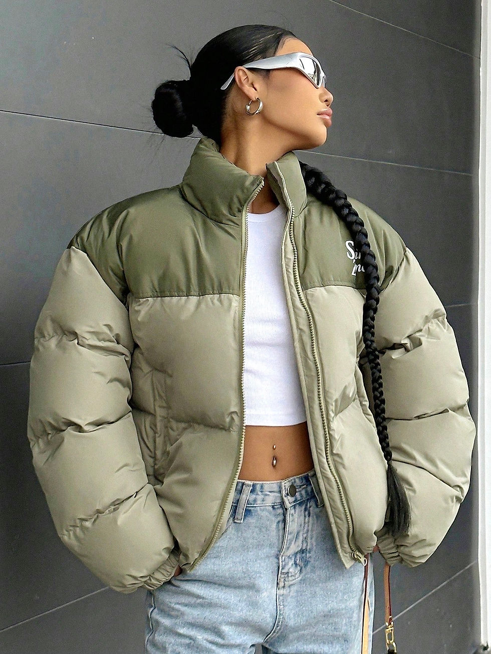 Women's Oversized Stylish Cropped Puffer Jacket