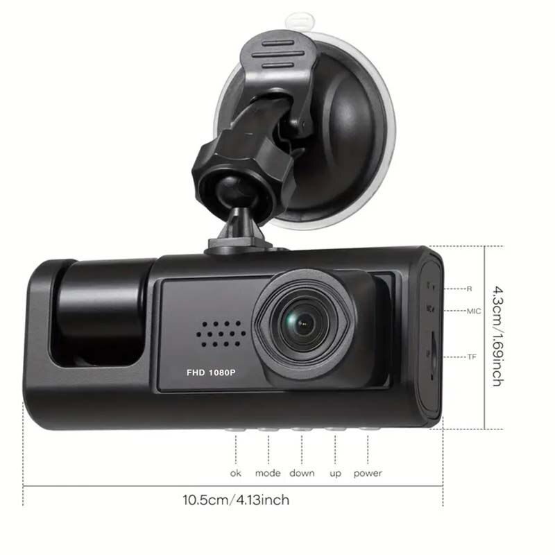 Miniatura: 3 Channel Car DVR HD 1080P 3-Lens inside Vehicle Dash