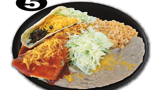 #5 Shredded Beef Taco and Enchiladas