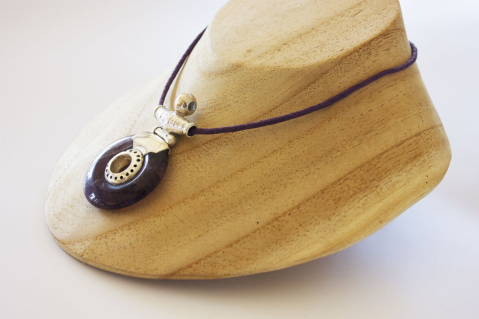 Miniature : Pendentif ethnique en Amethyste / Argent 925