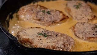 Pork chops w/ Dijon cream sauce