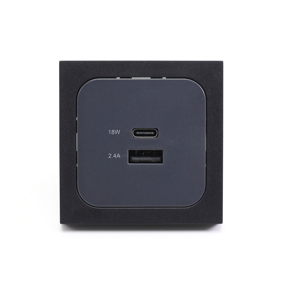 Thumbnail: C-Line Matt Black CG Single Frame - USB-C and USB-A Charging Socket