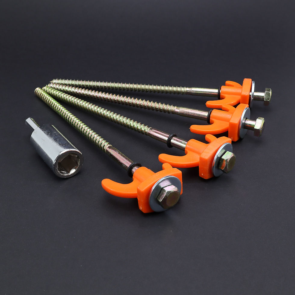 Thumbnail: Camping Screw-in Tent Pegs - Threaded Tent Pegs - Hi Vis Tops with Socket