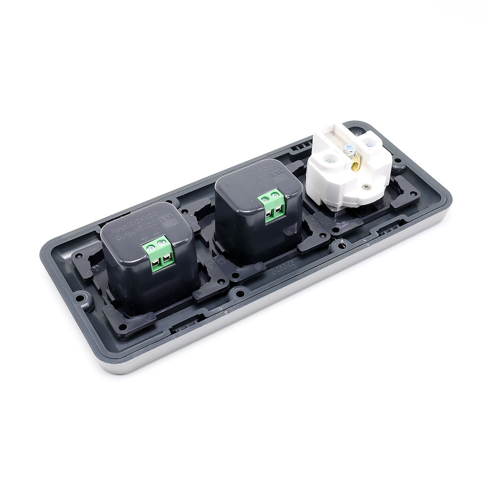 Thumbnail: C-Line 240v 13a Socket Double 12v DC USB with Metal Grey Frame for Campers