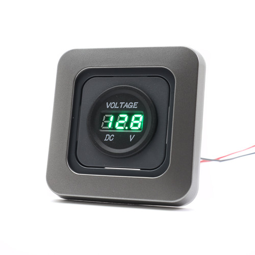 C-Line Green LED 12v Battery Voltage Display with Metal Grey Frame for ...