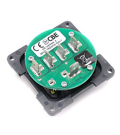 Rear of the CBE 4-Way 12V Fuse Module (CB2.6) showing the circuit board and spade terminals
