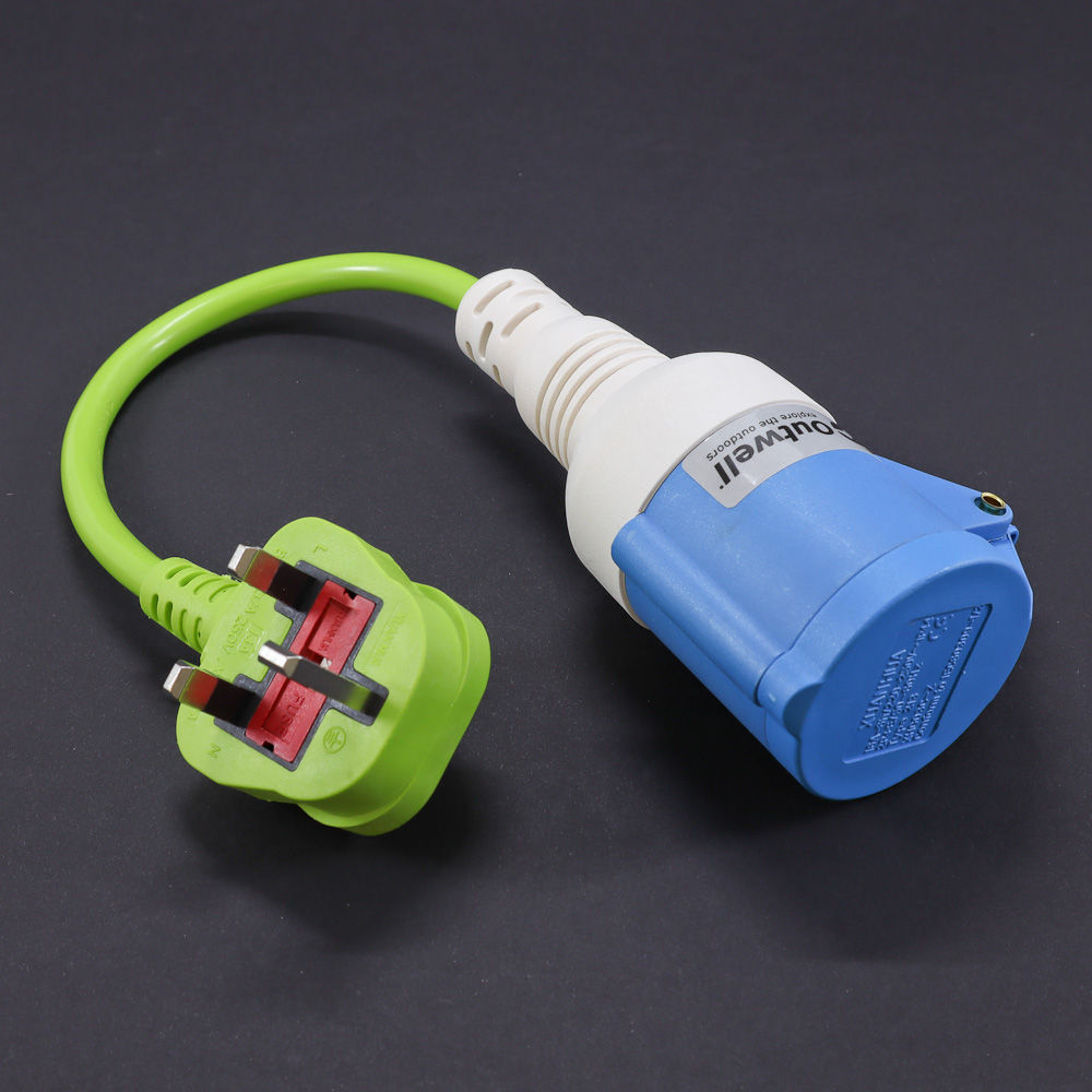 Outwell High Quality IP44 Splashproof Hook Up Mains Adapter Lead UK Plug