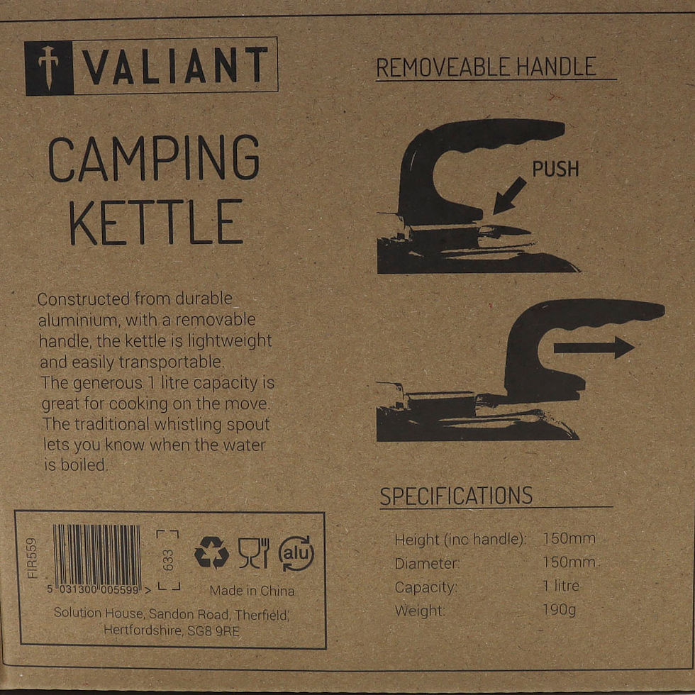 Thumbnail: Valiant portable 1L Kettle w/ Removable Handle BBQ Camping Hiking or Campervans