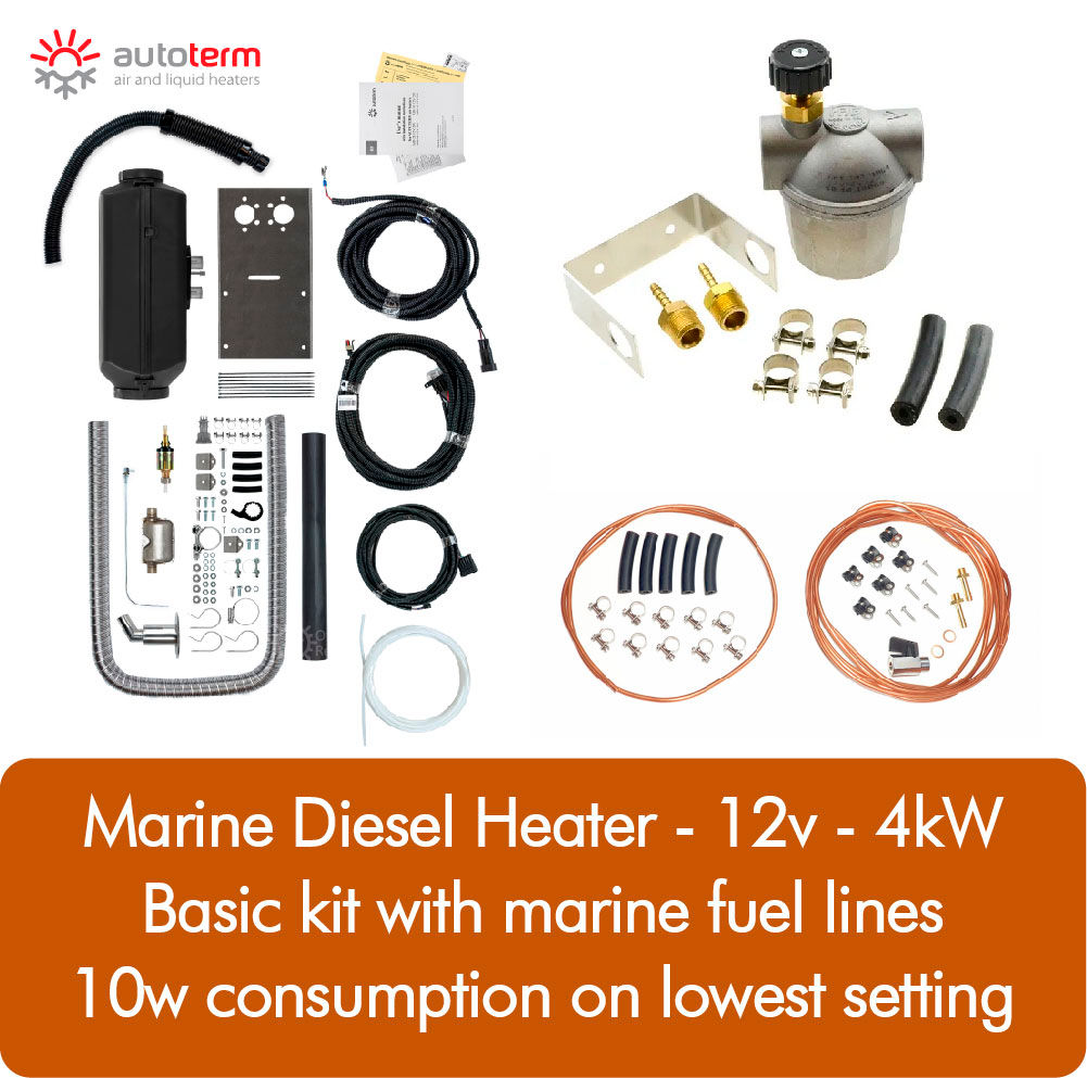 Marine 12v 4kW Diesel Air Heater Kit for Boat Barge Houseboat - Autoterm
