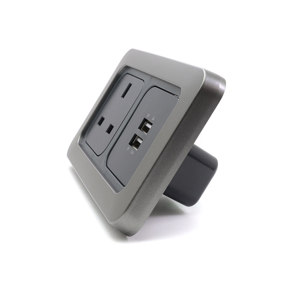 Thumbnail: C-Line Double Metal Grey Frame w/ 13a 230v Socket & USB Charing Port