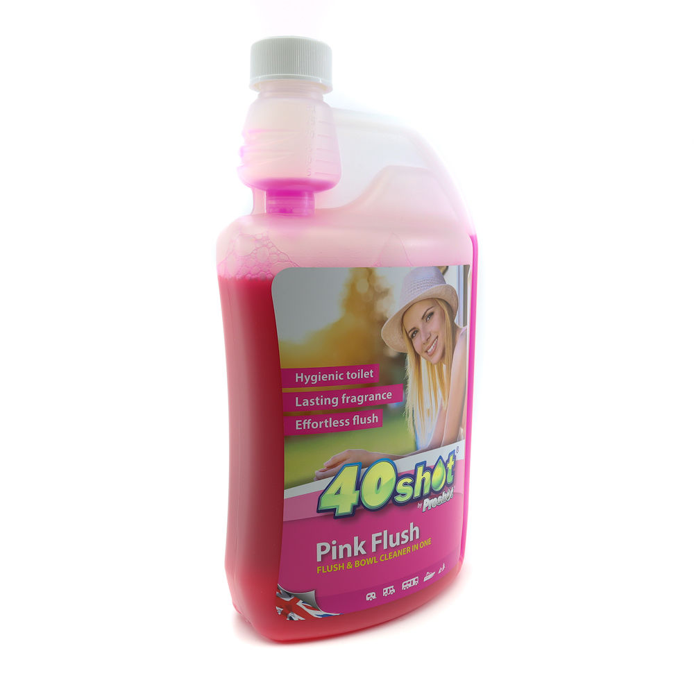 1 Litre 40 Shot Pink Toilet Rinse - For Motorhomes and Boats