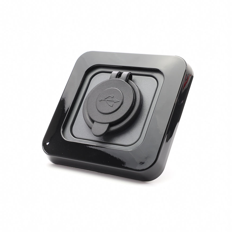 Thumbnail: C-Line Gloss Black Frame Double USB Socket 12v 24v DC for Campervans