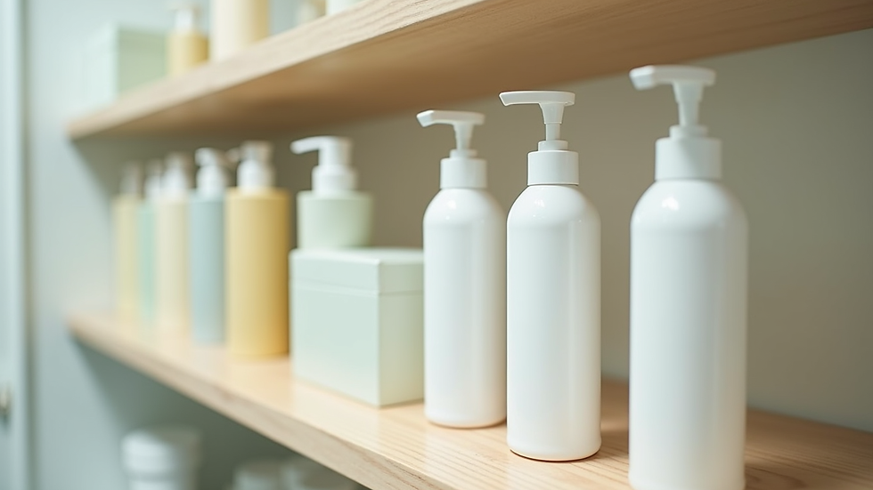 Eye-level view of a skincare shelf displaying various toner bottles