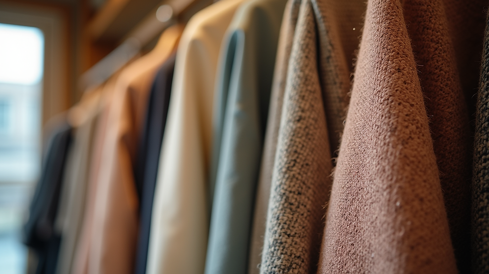 Close-up view of elegant fabric textures in boutique