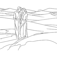 A dreamlike scene of a person recalling the past in the desert