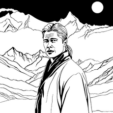 広大な山々を前に人生を見つめ直す人物の姿