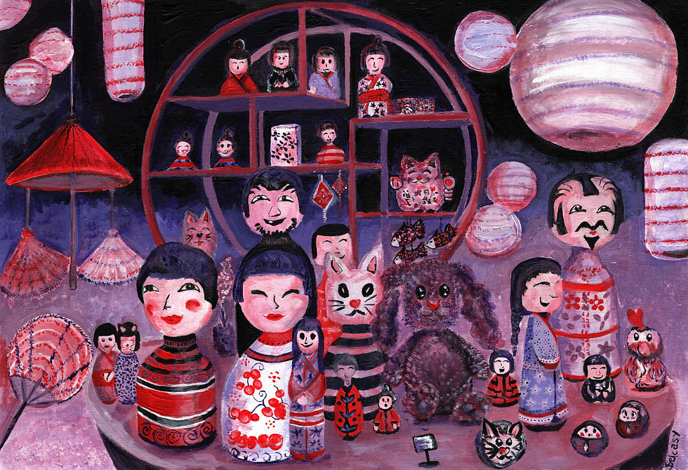 Tableau "Trésors de Kokeshi"