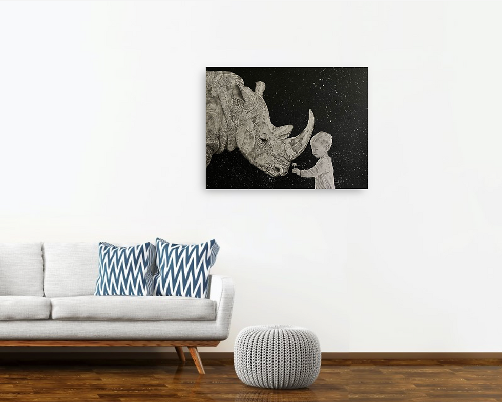 Miniaturbild: Artprint"Kind und Nashorn"