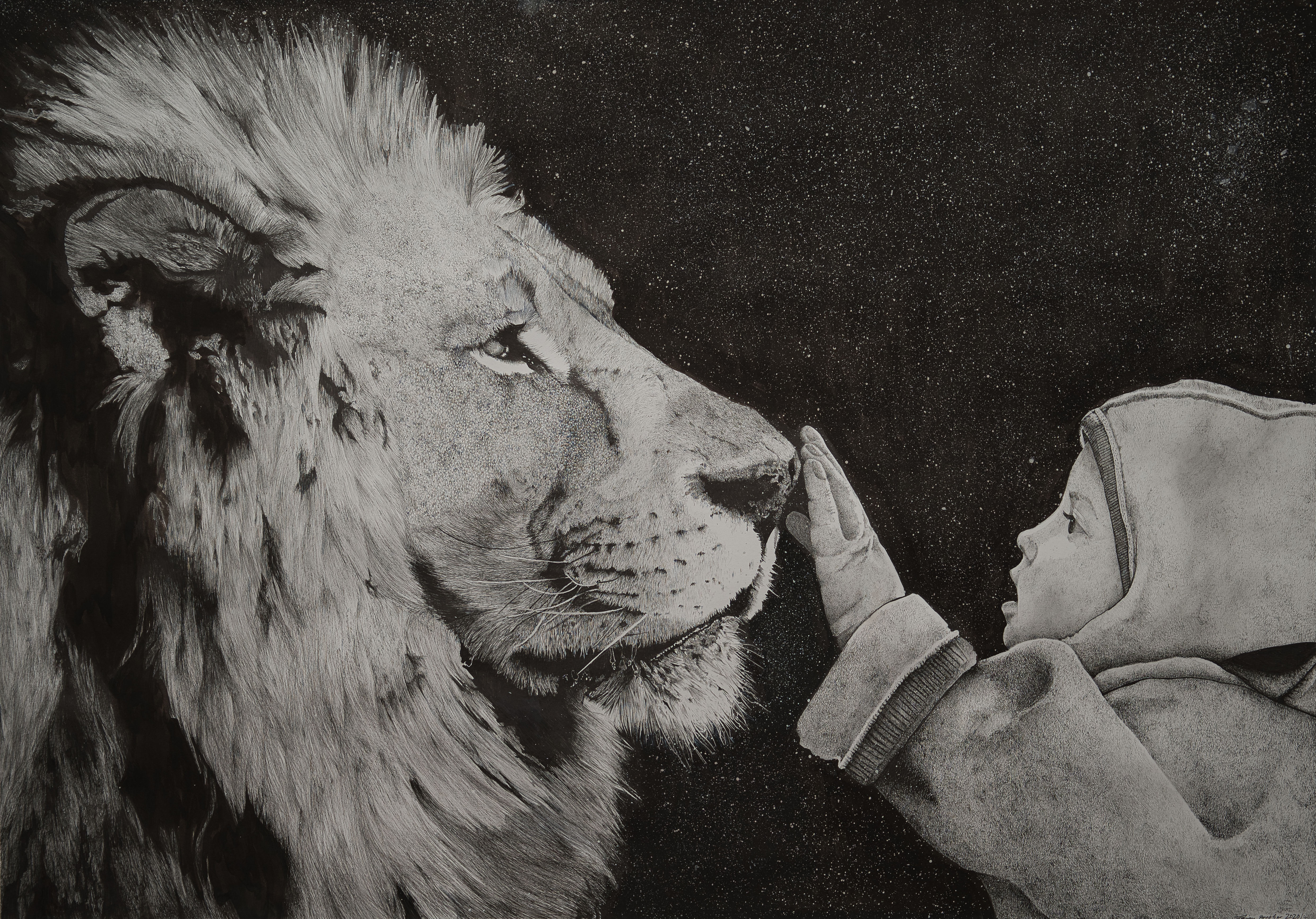 Artprint " Paula und der Löwe"