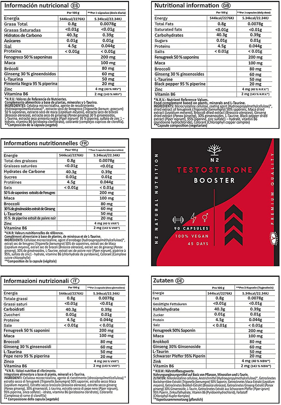 Miniatura: Testosterona Natural Aumenta Testosterona-Fenogreco Ginseng Maca Taurina Zinc Re
