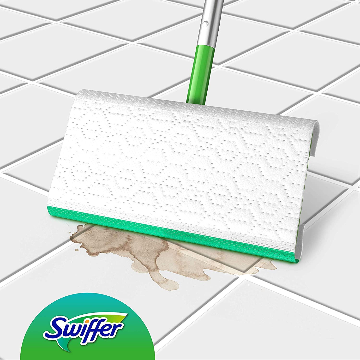 Swiffer Mopa Kit De Inicio Con 1 Mango Y 8 Paños Secos De Recambio, Atrapa Y Ret