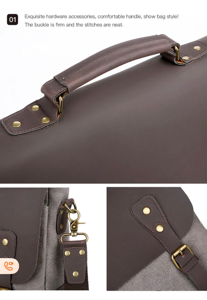 Crossbody Messenger Bag Canvas and Buffalo Hide