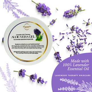 Jar of lavender aloe vera soft hold gel. 