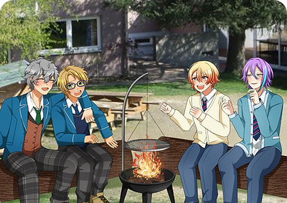Charaktere aus Ensemble Stars und Project Sekai grillen auf dem Location-Gelände