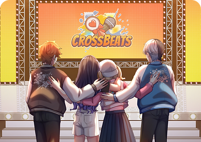 Key Visual CrossBeats mit Vivid BAD SQUAD Mitglieder Akito, Kohane, Toya und An