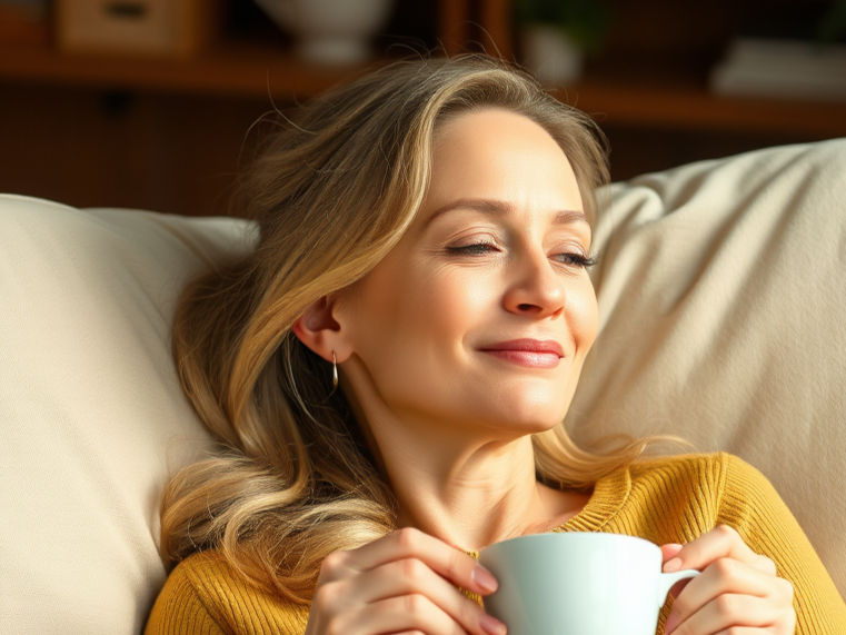 Herbal tea ritual setup with loose botanicals, candles, and warm light