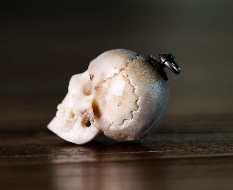 Thumbnail: Victorian Skull Momento Mori Carved Lava 1875