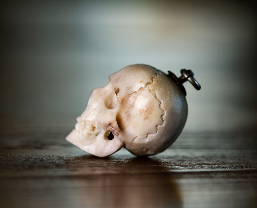Thumbnail: Victorian Skull Momento Mori Carved Lava 1875